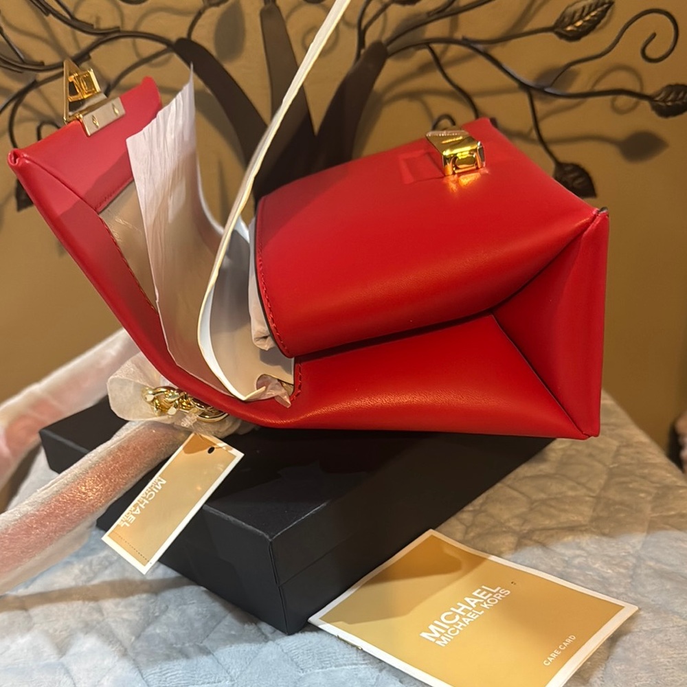 NWT Michael Kors Red and Gold Crossbody Bag - Picture 6 of 11